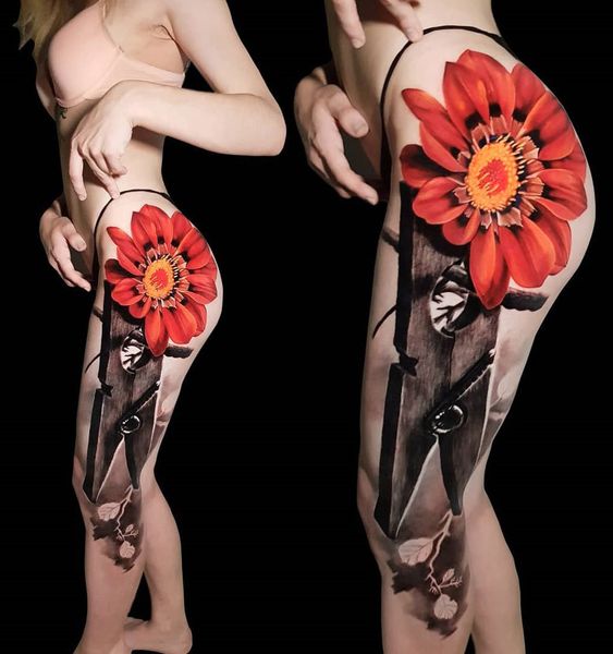 3d leg tattoo ideas for women