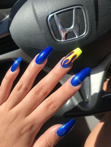 blue coffin nail art