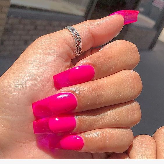pink transparent magenta nail art