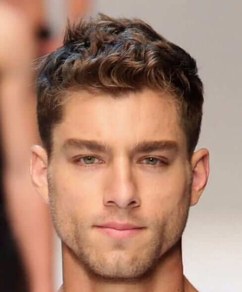 short fringe culry haircut for men