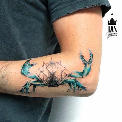 Geometric Cancer Symbol Crab Tattoo Design 
