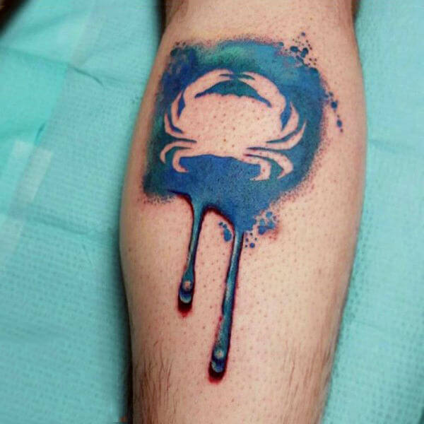 watercolor zodiac crab 3d tattoo design