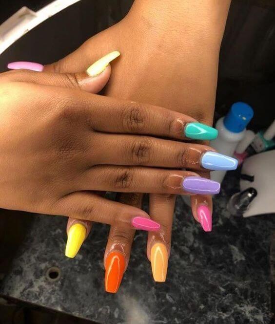 colorful coffin acrylic nails