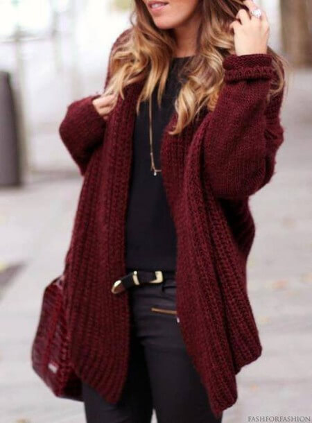 knitted oversized cardigan-sweater outfit ideas for school