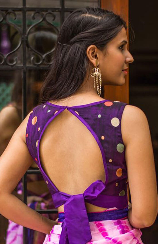 round back blouse design with bow