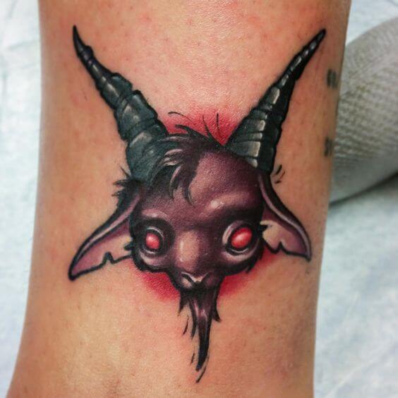 baby baphomet head tattoo