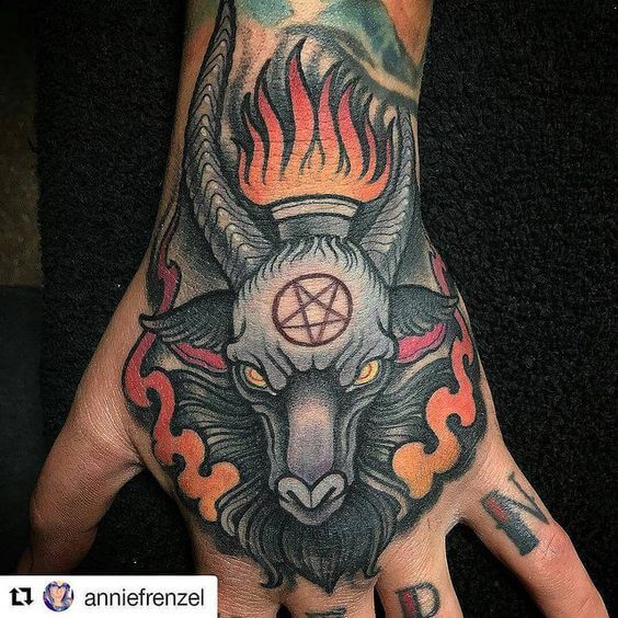 baphomet hand tattoo