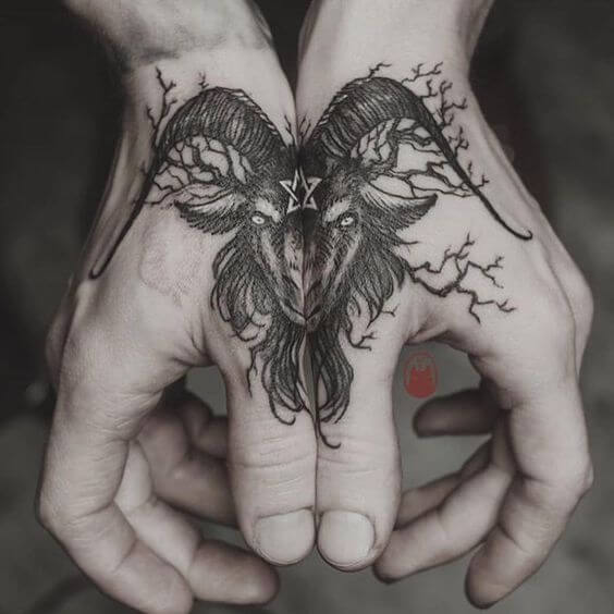 baphomet tattoo design on back hands