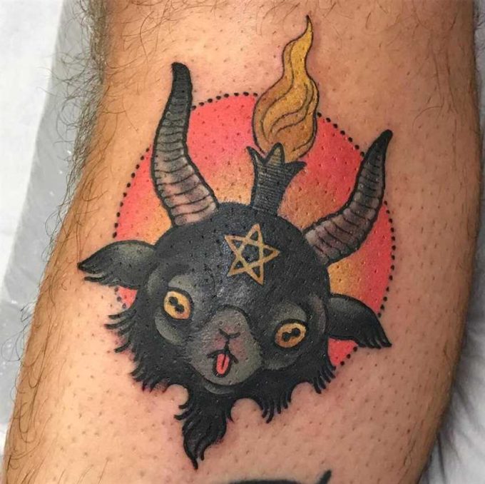 black baby baphomet tattoo