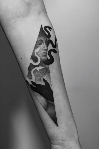 blackwork medusa tattoo