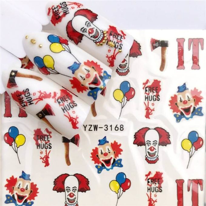 clown nail decals