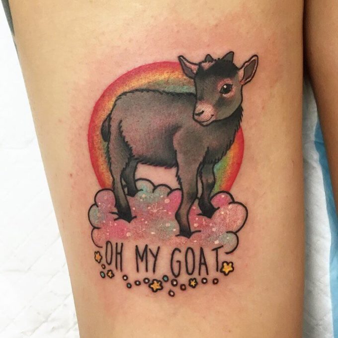 cute baby goat tattoo design