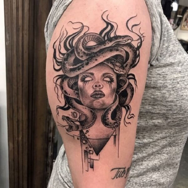 half sleeve evil medusa tattoo design