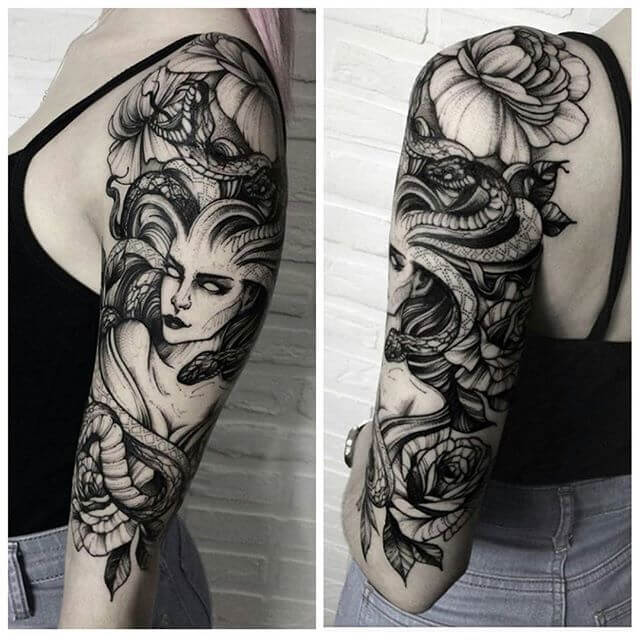 half sleeve snake tattoo