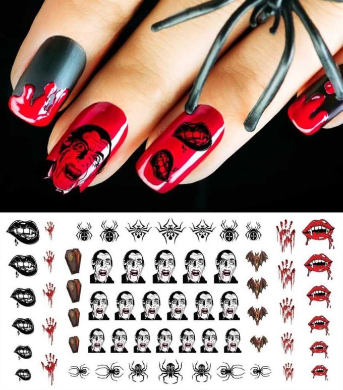 halloween dracula nail stickers