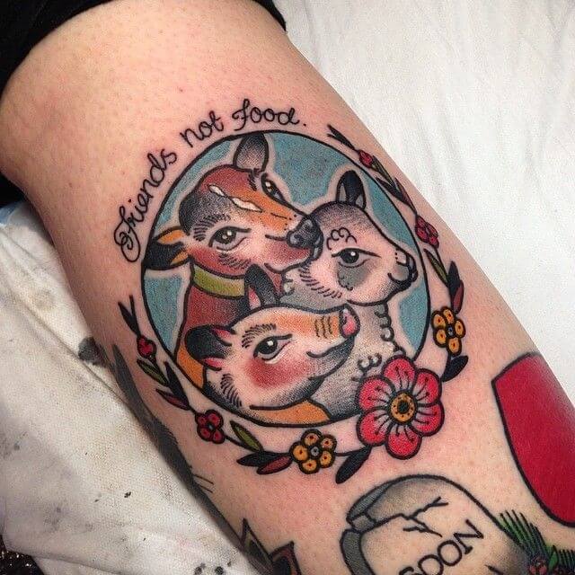 old school goat tattoo for vegans