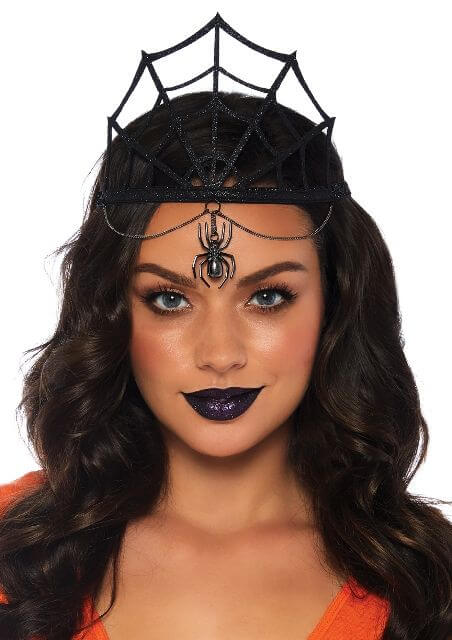 metallic spider crown with dark makeup