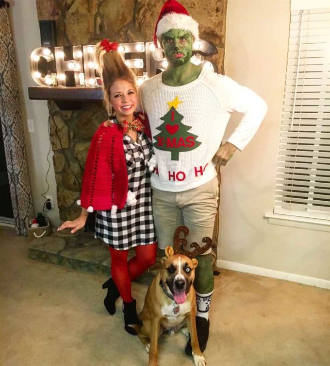 funny santa grinch and cindy lou who christmas costume ideas for couples