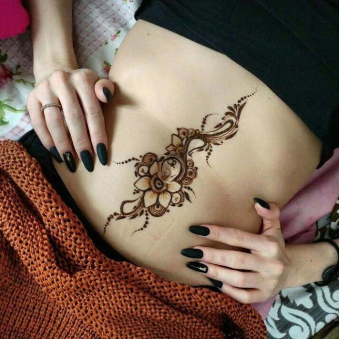 cover scars on stomach henna floral tattoo
