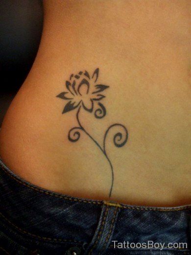 flower tattoos on lower stomach for girls