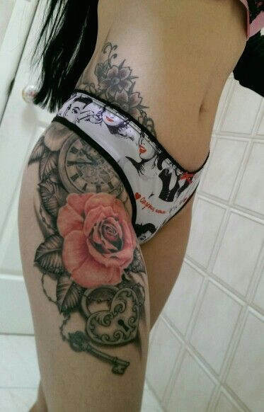 stomach to thigh tattoo for females
