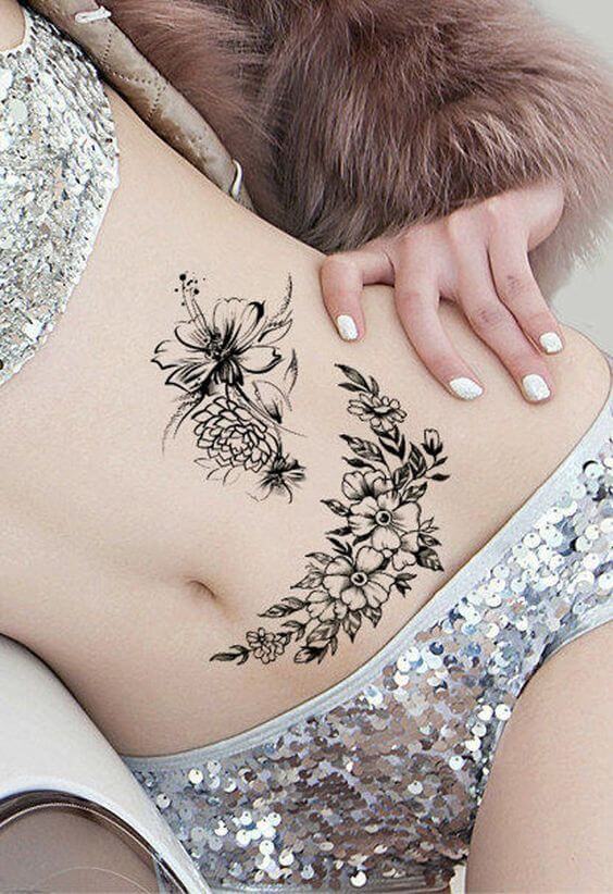 tummy tuck scars flower tattoos for women