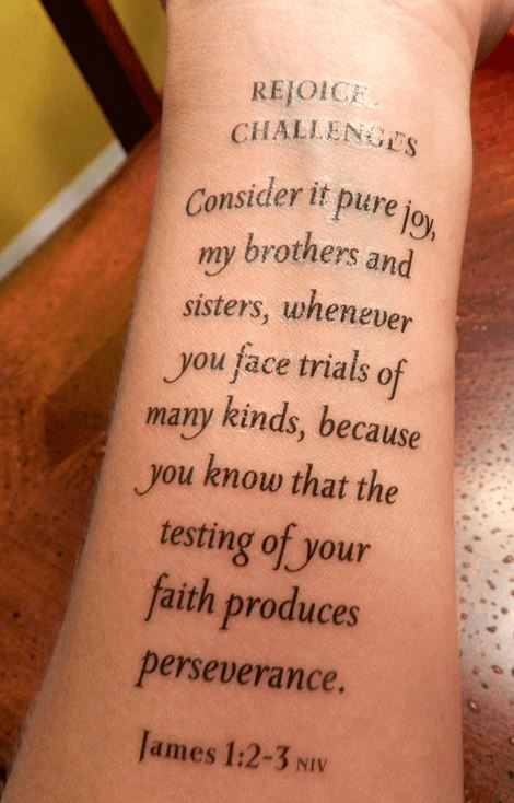 beautiful bible scripture font tattoo on arm