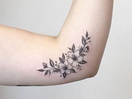 jasmine flower drawing tattoo design on inner arm