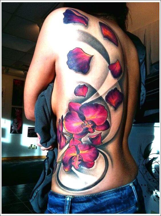 orchid flowers tattoo design on full back