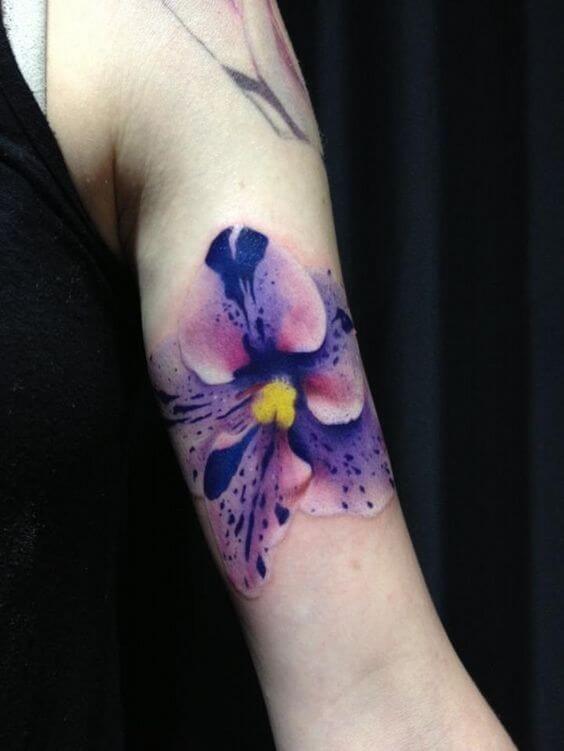 single realistic orchid flower tattoo design