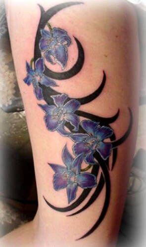 tribal orchid flower tattoo