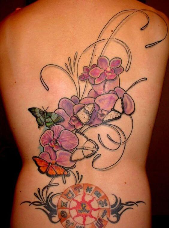 tribal orchid flowers with zodiac signs