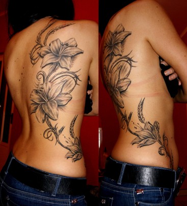 jasmine flower vine tattoo design on back