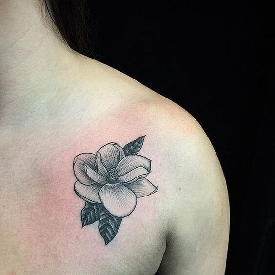 white jasmine flower tattoo design on front shoulder