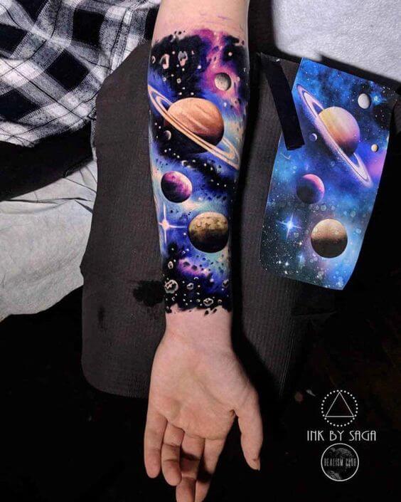 astronomy space tattoo wallpaper design on forearm