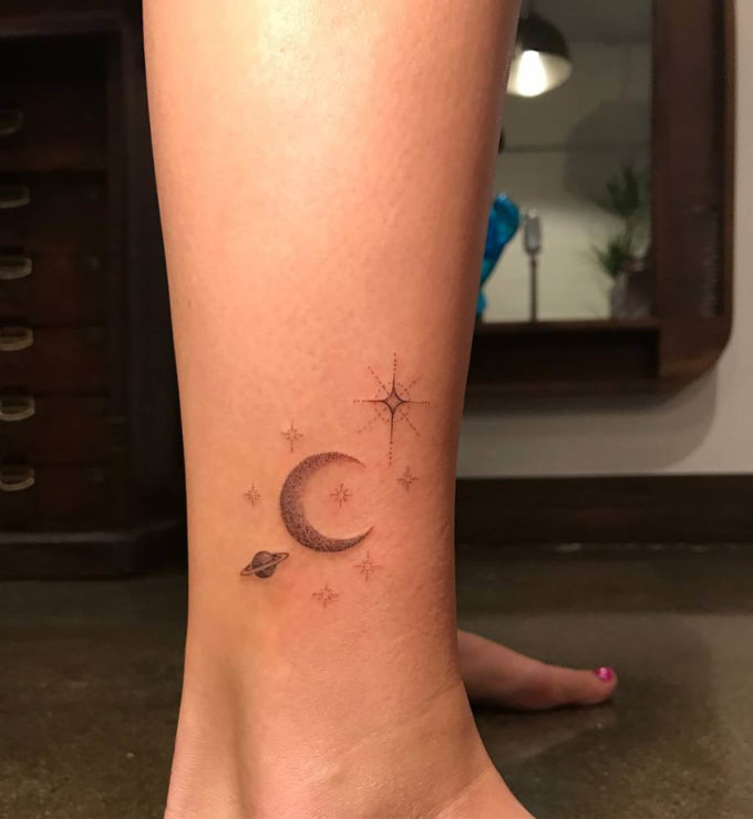 astronomy tattoo idea on ankle