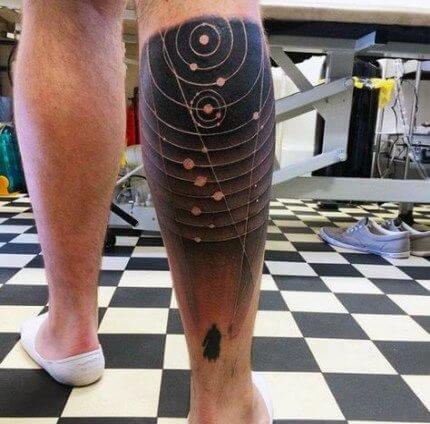 astronomy tattoo idea on back leg