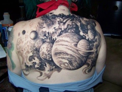 astronomy tattoo idea on back