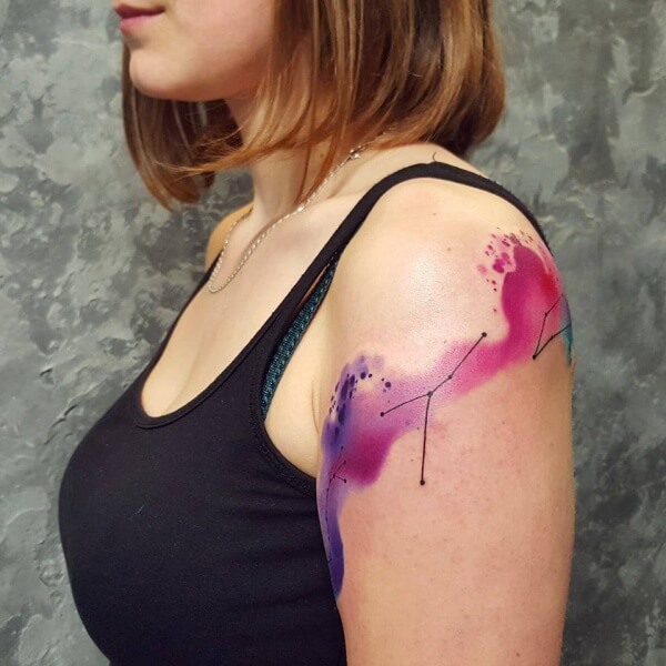 constellation astronomy tattoo design on shoulder