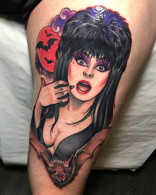 elvira and bat tattoo