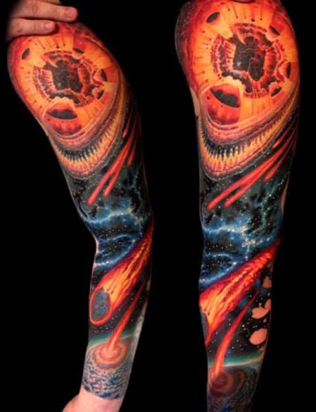full arm apocalypse tattoo idea