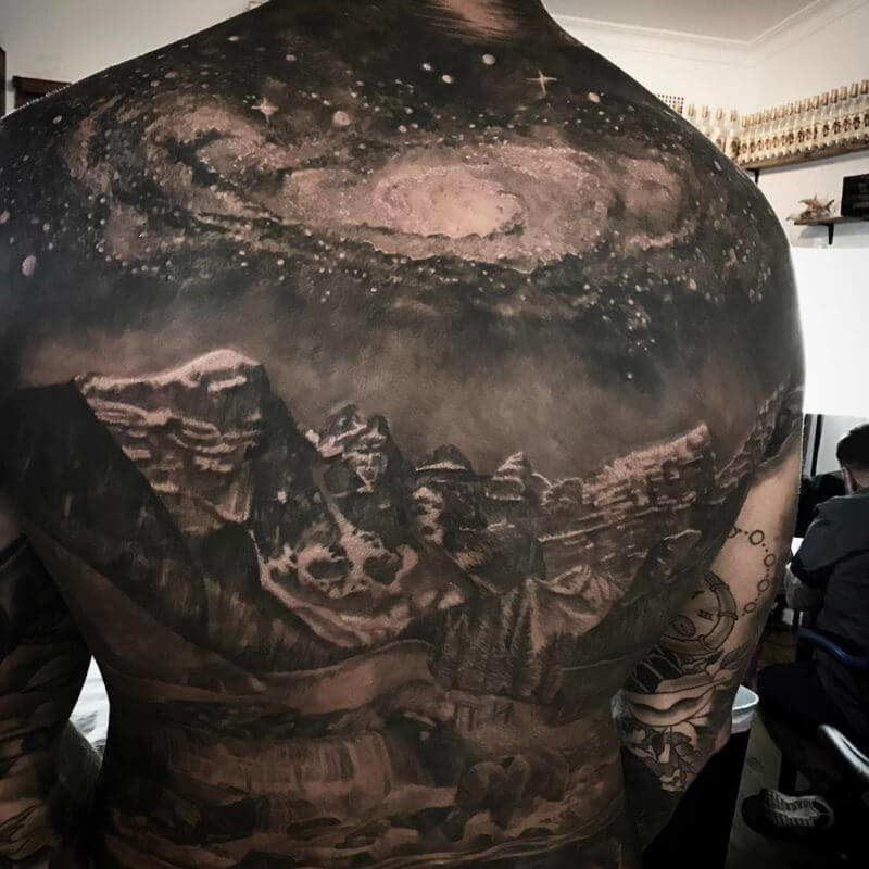 full back astronomy tattoo idea