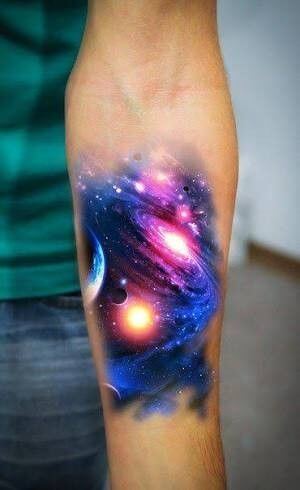 northern lights astronomy tattoo ideas on forearm