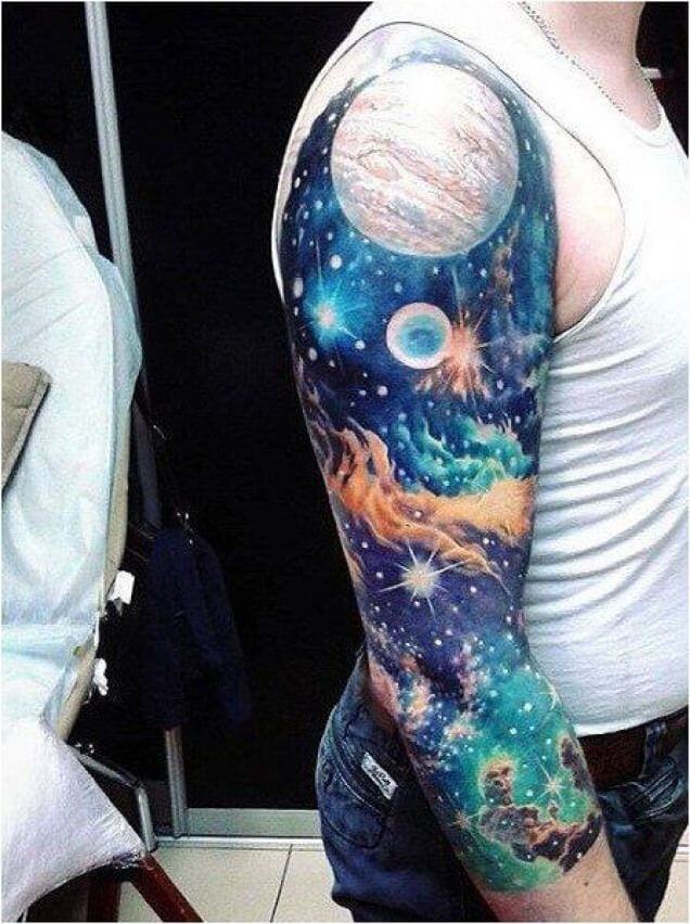 outer space sleeve astronomy tattoo design for men