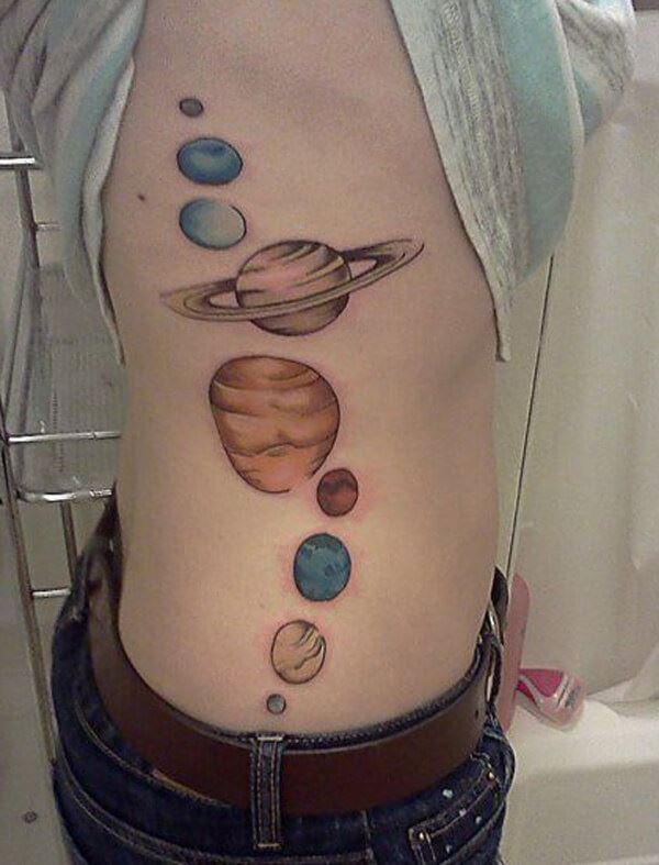 solar planets tattoo idea on side