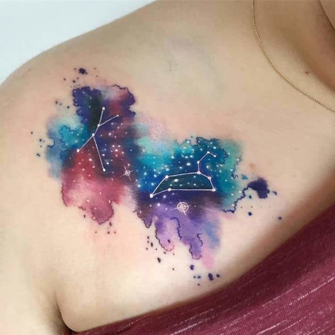watercolor constellation astronomy tattoo design