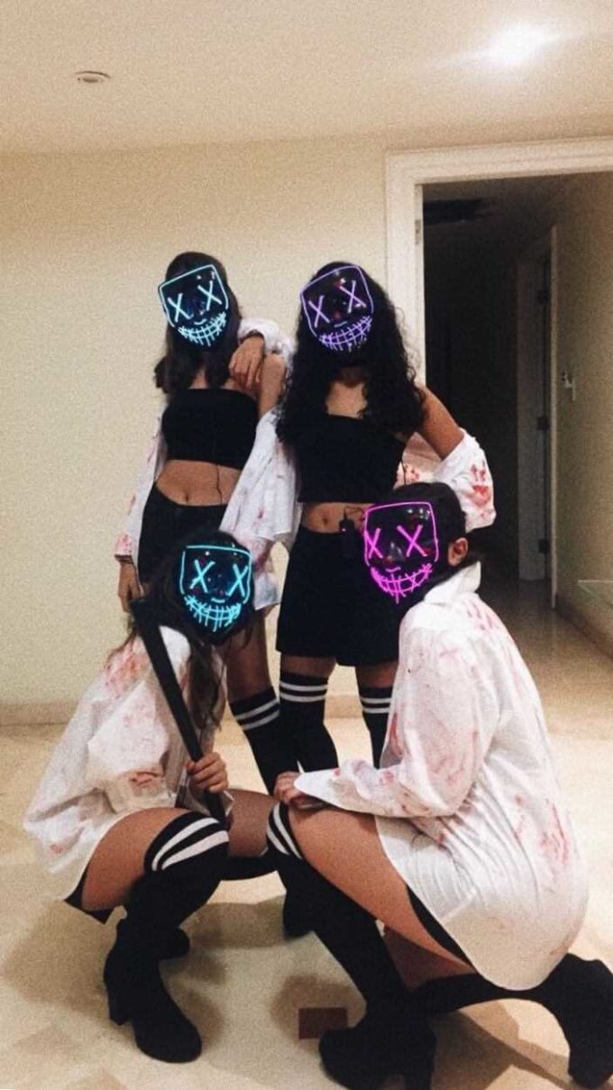 ultra violet led mask group of 4 girls purge halloween costume ideas