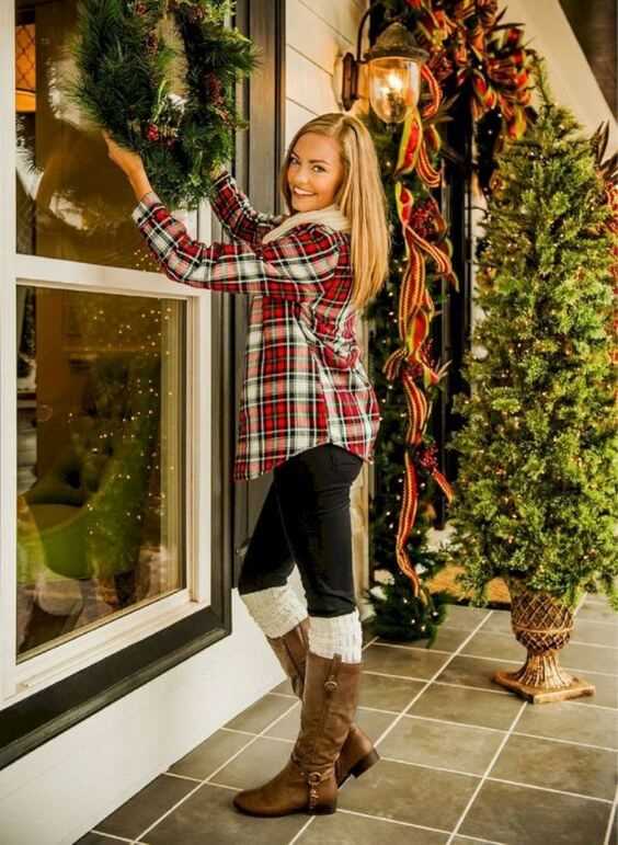 casual christmas plaid shirt dress ideas for females
