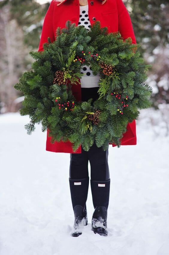 casual red christmas overcoat for females