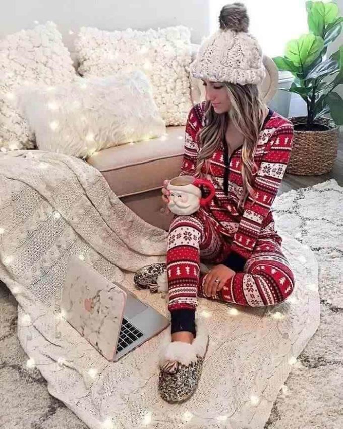 christmas pyjamas casual women outfit ideas